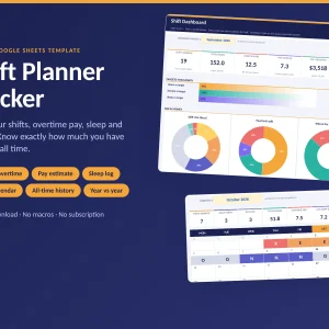 Shift Planner Tracker | Excel & Google Sheets Template for Shift Workers