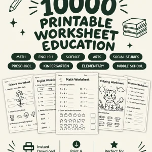 10,000 Printable Worksheets for Kids | Educational Activity Bundle